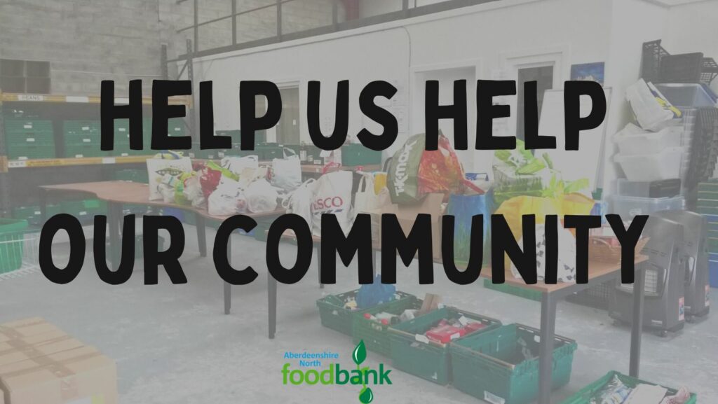 Interior of a local foodbank with donations.