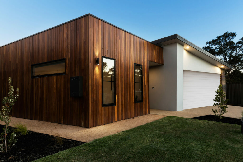 Modern house with flat roof.