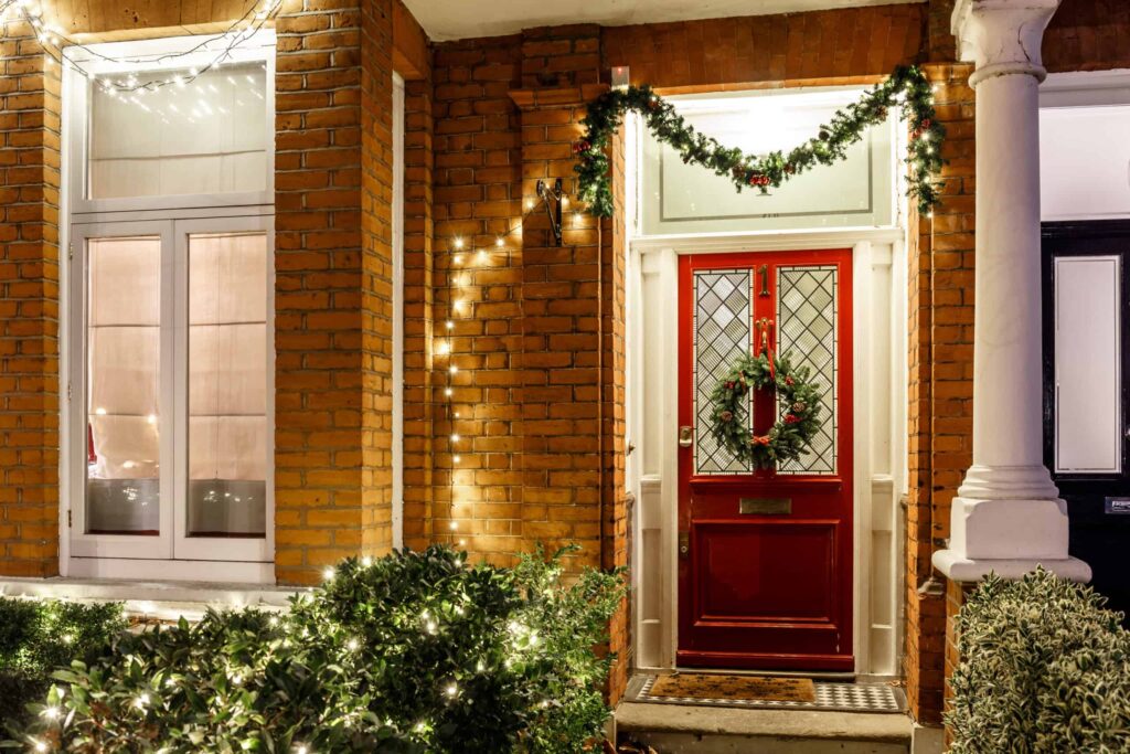 A home with Christmas decorations