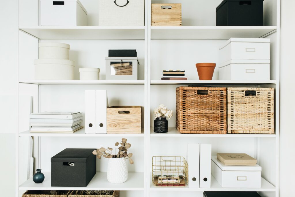 Simply decorated shelves.