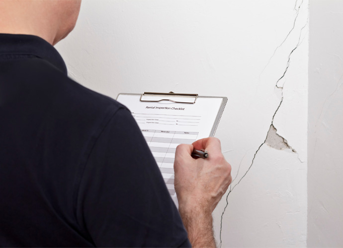 Inspector is checking the condition of a rental property. 