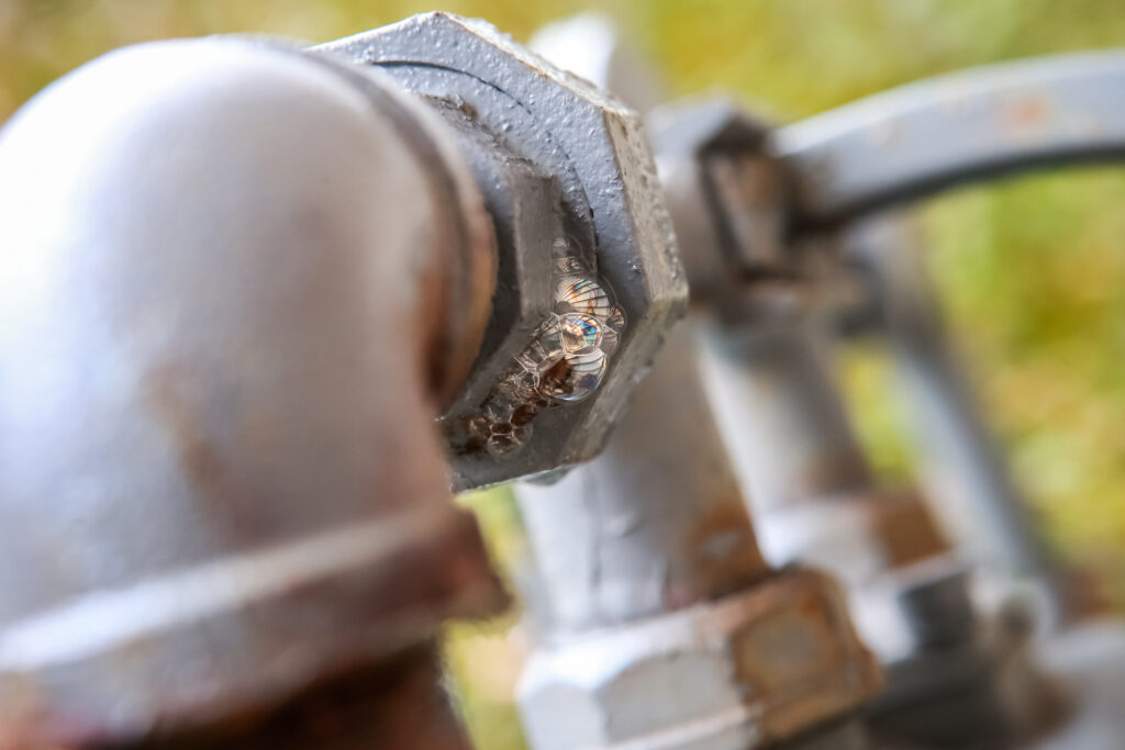 Close look of a gas pipe.