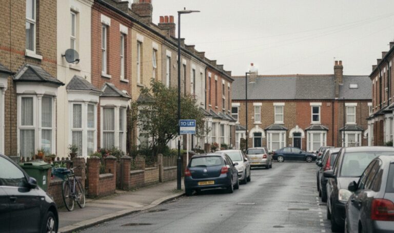 UK terraced houses on a residential street with a To Let sign highlighting rental pricing decisions in 2026