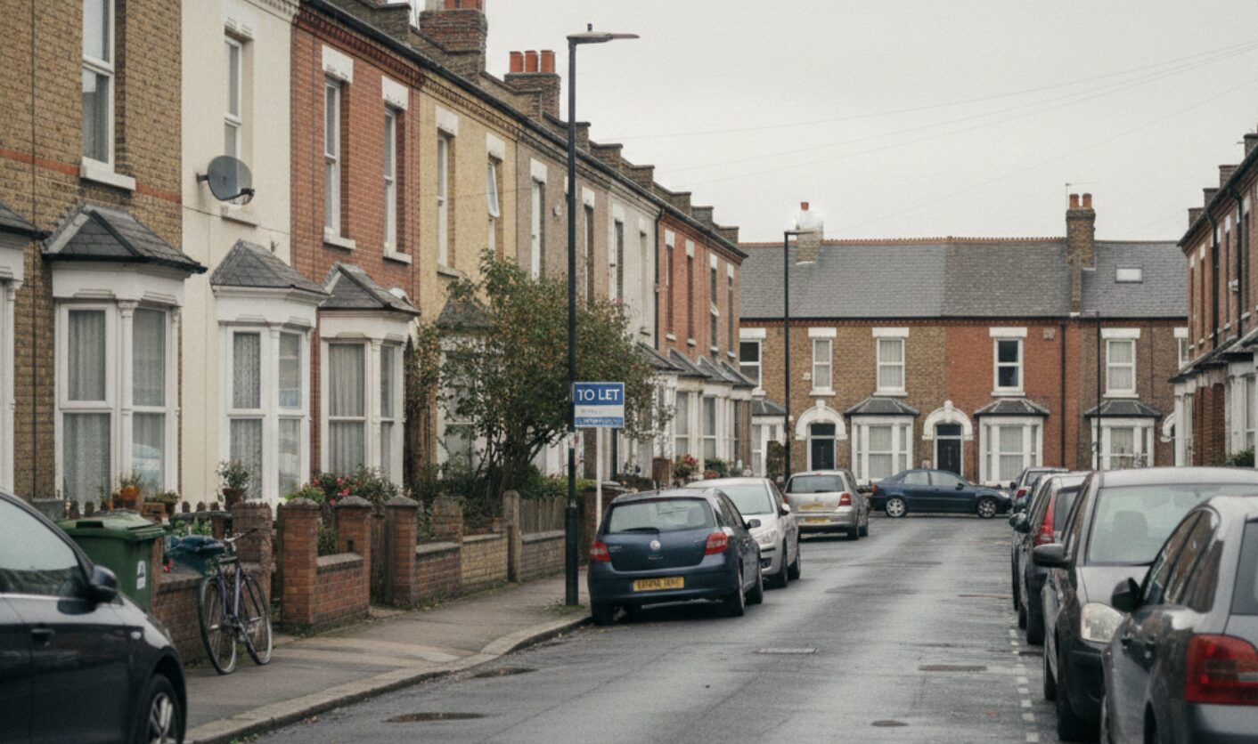 UK terraced houses on a residential street with a To Let sign highlighting rental pricing decisions in 2026