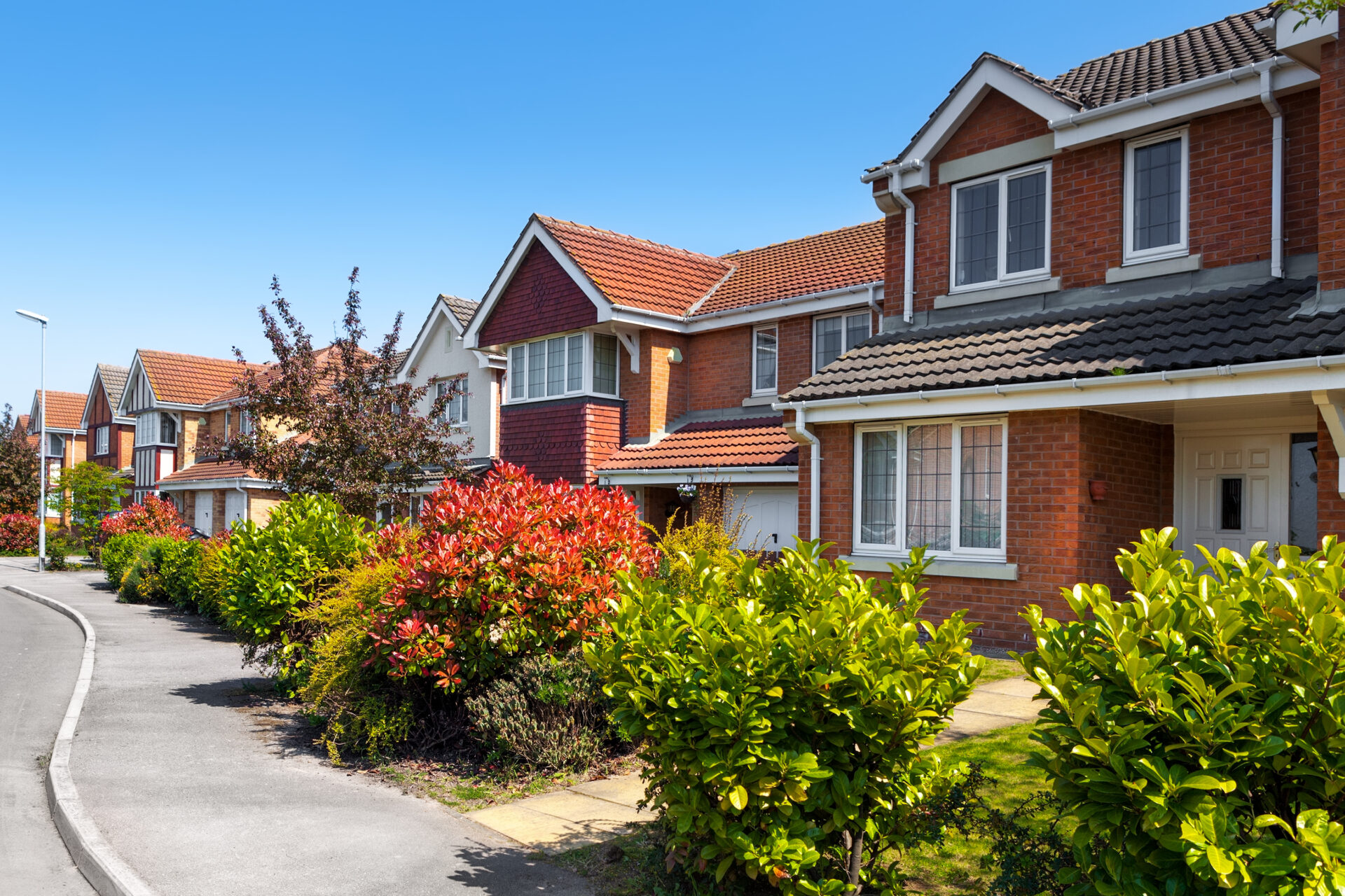 Row of modern suburban houses in Bristol neighbourhood, representing high-demand homes in the £314k price range