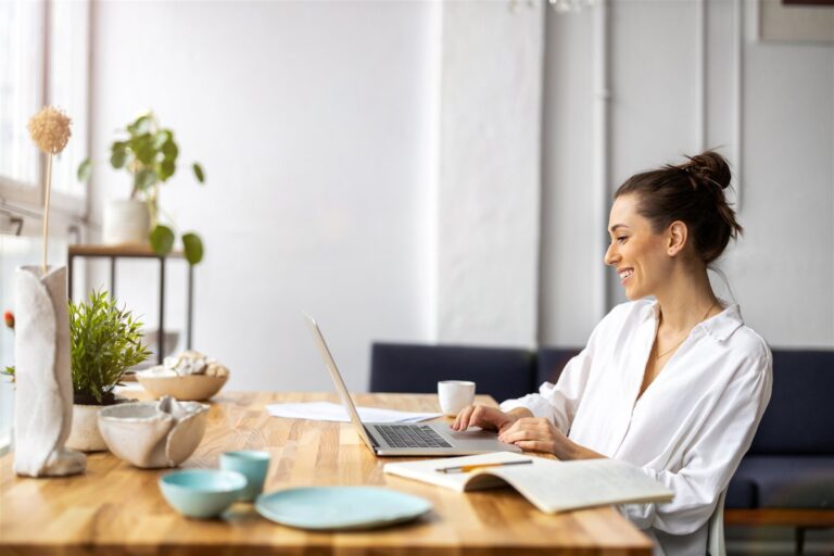 Landlord working from a bright home office